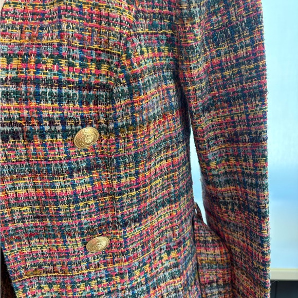 L'AGENCE Colorful Tweed Belted Blazer Coat - Picture 6 of 7